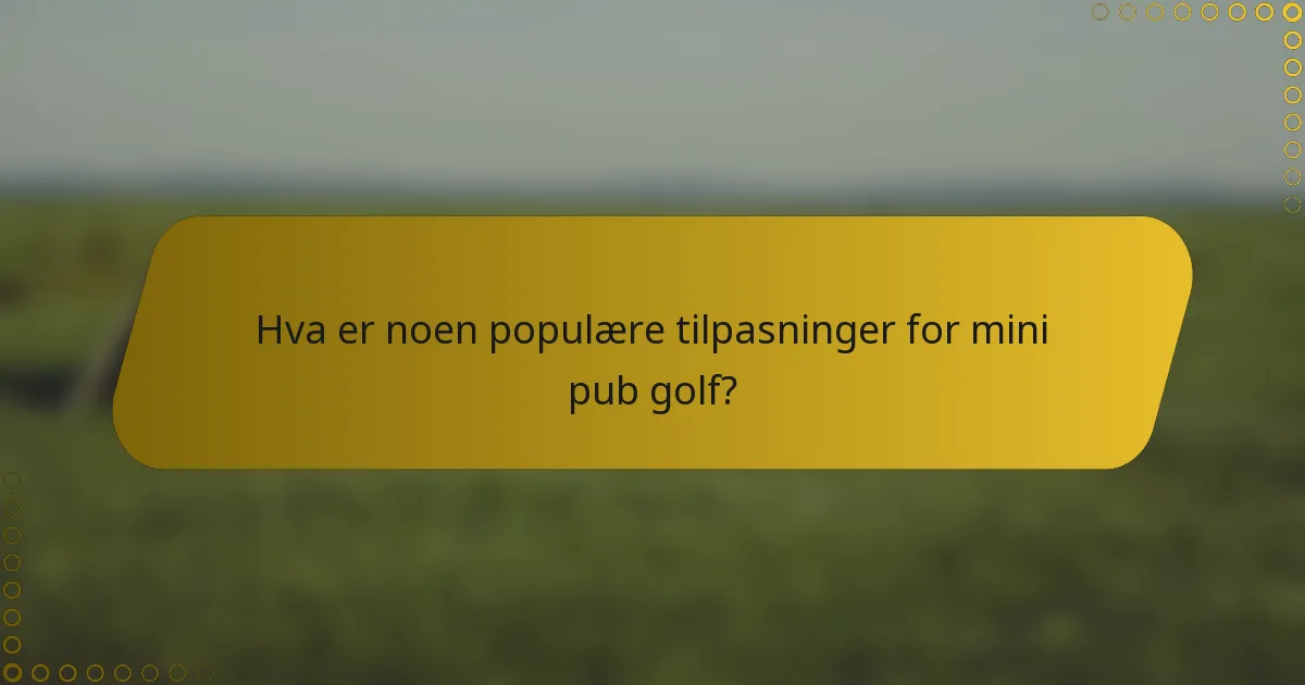 Hva er noen populære tilpasninger for mini pub golf?