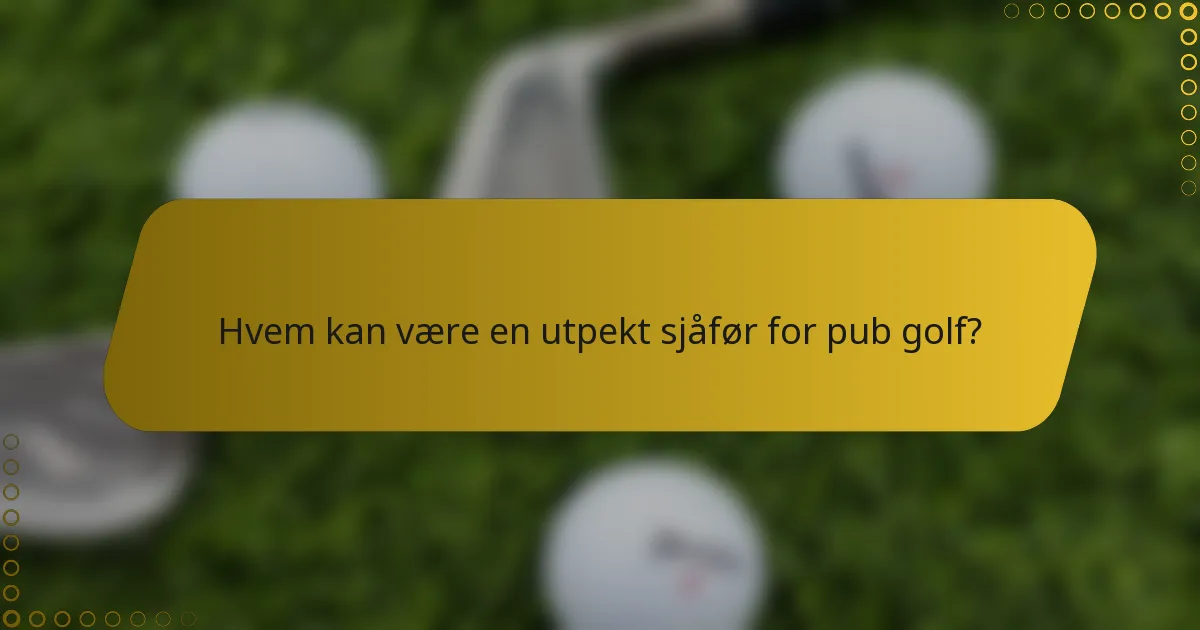 Hvem kan være en utpekt sjåfør for pub golf?