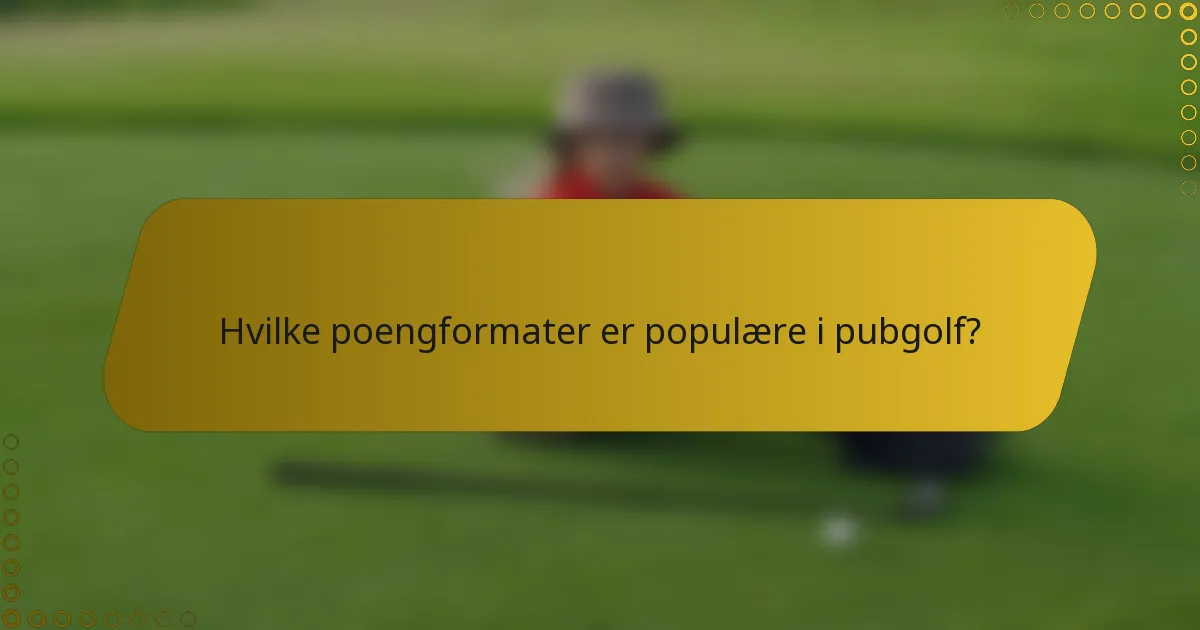 Hvilke poengformater er populære i pubgolf?